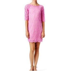Robert Rodriguez Pink Lace Overlay Shift Dress Scallop Hem Barbiecore 10